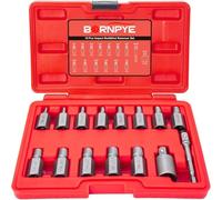 Lot de 15 extracteurs de vis avec entraînement de 1 cm, tête hexagonale multi-cannelures, outil de retrait de boulons cassés, arrondis et rouillés, vis, écrous et goujons