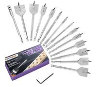 Lot de 15 forets plats en acier au carbone avec tige à changement rapide (6,35 mm à 3,8 cm), forets plats pour perçage du bois, du plastique, du caoutchouc, du PVC