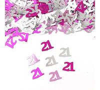 Lot de 15 g de figurines numériques de 16, 18, 30, 40, 50, 60, confettis pour fête d'anniversaire, décoration de table, saupoudrer de métal (21 roses)