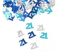 Lot de 15 g de figurines numériques de 16, 18, 30, 40, 50, 60, confettis pour fête d'anniversaire, décoration de table, saupoudrer de métal (21 bleu)