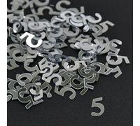 Lot de 15 g/sachets de confettis argentés en forme de chiffre 1, 5, 30, 50, 60, 90, à faire soi-même, pour enfants et adultes, anniversaire de mariage (argent 5)