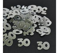 Lot de 15 g/sachets de confettis argentés en forme de chiffre 1, 5, 30, 50, 60, 90, à faire soi-même, pour enfants et adultes, anniversaire de mariage (argent 30)