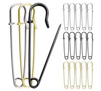 Lot de 15 grandes épingles à nourrice en métal - Épingles à nourrice géantes en métal - Pour cuir, toile, couvertures, travaux manuels, jupes - 7,9 cm - Épingles à nourrice à ressort