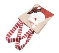 Lot de 15 grands sacs fourre-tout en lin réutilisables avec poignées pour cadeaux - Motif Père Noël festif - 19 x 15,5 x 4,5 cm