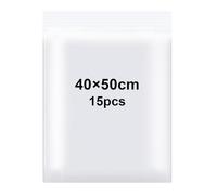 Lot de 15 Grands Sacs Transparents à Fermeture Éclair - Sacs en Plastique Refermables (40x50cm)