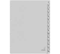 Lot De 15 Intercalaires En Carton Avec Chiffres A4 1-15. 180 G/M² Gris Recyclé Fsc