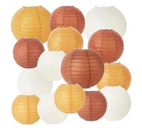 Lot de 15 Lanterne Papier, Lampion en Papier, Lanterne Anniversaire Décorative pour Mariage, Anniversaire, Décoration Automnale et Champêtre
