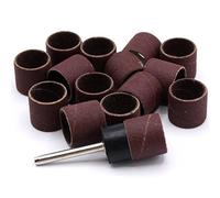 Lot de 15 manchons abrasifs grain 80 + 1 mandrin de 13 mm pour accessoires Dremel, Proxxon