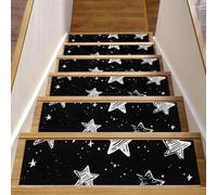 Lot de 15 marches d'escalier antidérapantes pour marches en bois, 20,3 x 76,2 cm, tapis de sécurité pour enfants, personnes âgées et chiens, motif étoiles scintillantes
