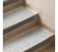 Lot de 15 marches d'escalier en laine, avec bord plié de 3 cm, tapis d'escalier antidérapant, sans colle et lavable en machine, idéal pour les maisons avec personnes âgées, enfants e Gray A 75*24+3cm