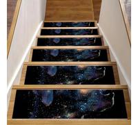Lot de 15 marches d'escalier pour marches en bois, motif chien galaxie (3) tapis d'escalier pour animaux de compagnie, chiens, personnes âgées, 20,3 x 76,2 cm