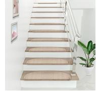 Lot de 15 marchettes d'escalier semi-circulaires antidérpantes 65 x 24 cm avec bord beige