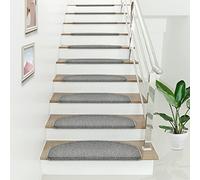 Lot de 15 marchettes d'escalier semi-circulaires antidérpantes 65 x 24 cm avec bord gris clair
