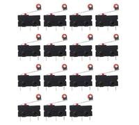 Lot de 15 micro-interrupteurs avec levier à rouleau 250 V 5 A SPDT 1NO 1NC - Mini interrupteur de fin de course - Noir - 3 broches - Pour mécanique, électronique, distributeurs automatiques