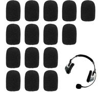 Lot de 15 microphones anti-vent,micro en mousse,mini casque de microphone,pare-brise,micro anti-pop pour l'enseignement,la performance sur scène,les réunions,KTV (noir)