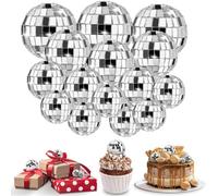 Lot de 15 mini boules disco - Petite boule à facettes - Décoration de gâteau - Pour fête des années 70 (5/4/3/2,2 cm)