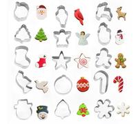 Lot de 15 mini emporte-pièces de Noël en acier inoxydable avec arbre de Noël, bonhomme de neige, bonhomme en pain d'épices, élan, plus de forme pour la pâtisserie