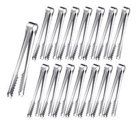 Lot de 15 mini pinces à glaçons en acier inoxydable avec dents pour thé, café, bar, mariage, 15,2 cm