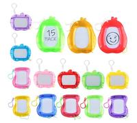 Lot de 15 mini tableaux à dessin magnétiques (6 couleurs + pomme/poire/normal), porte-clés éducatif, pour enfants, garçons et filles