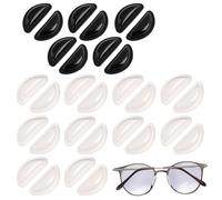 Lot de 15 paires de plaquettes de nez en silicone souple antidérapant pour lunettes, 15 transparents et 15 noirs, coussin d'air surélevé de 2,5 mm, dos adhésif pour lunettes de soleil (10 blanc et 5