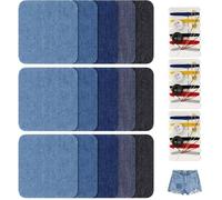 Lot de 15 Patch Thermocollant Vetement Tissu Thermocollant Jean 7.8 ×7.8cm 5 Couleurs Autocollant Couture Patchs avec kit de