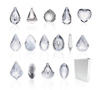 Lot de 15 pendentifs en cristal transparent, décoration en cristal pour la maison, pièces de prisme en verre, décorations de bricolage, attrape-lumière arc-en-ciel, pendentifs en cristal à suspendre