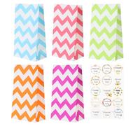 Lot de 15 petits sacs à dragées en papier kraft coloré à rayures pour bonbons, friandises, loisirs créatifs, pour Pâques, anniversaire, garçons et filles