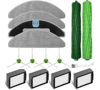 Lot de 15 pièces de Rechange pour iRobot Roomba Combo I5, I5+, J5, J5+, I8, I8+ aspirateur, 2 brosses principales, 4 brosses latérales, 4 filtres HEPA, 4 Chiffons serpillères, 1 Brosse de Nettoyage