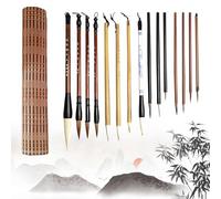 Lot de 15 pinceaux de calligraphie chinoise pour débutants - Différentes tailles avec rideau de stylo - Stylos de calligraphie traditionnels pour dessin, écriture, peinture