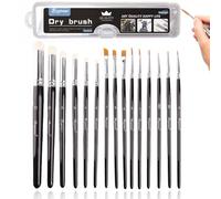 Lot de 15 pinceaux de peinture miniature, pinceaux fins pour peinture acrylique, huile, aquarelle, pinceaux secs professionnels avec récipient pour peinture miniature Citadelle