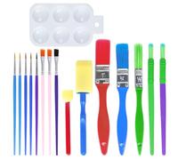 Lot de 15 pinceaux éponge avec 1 palette, pinceaux à éponge, kit de pinceaux d'art, accessoires de peinture pour enfants, utilisés pour la peinture à l'aquarelle, la peinture à l'huile, les travaux