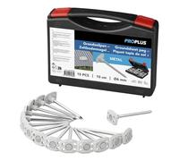 Lot de 15 piquets de camping (clous pour tente) dans une mallette de rangement, piquets en fer de 10 cm à tête plate