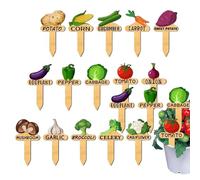 Lot de 15 piquets en bois naturel en vrac, bâtons d'identification écologiques, bouchons au design esthétique | environnement de plantation pour intérieur et extérieur jardin botanique verger cour Pa