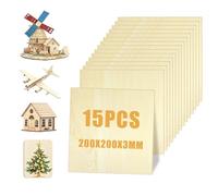 Lot de 15 planches de contreplaqué - 200 x 200 x 3 mm - Panneaux en bois de tilleul naturel A4 - Pour bricolage - Plaque de bois fine - Rectangulaire - Bois naturel A4 - Pour bricolage, artisanat