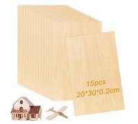 Lot de 15 plaques de contreplaqué : 30 x 20 cm, panneau de contreplaqué de 2 mm d'épaisseur, panneaux en bois pour travaux manuels, travaux manuels, travail du bois, travail laser, pyrogravure,