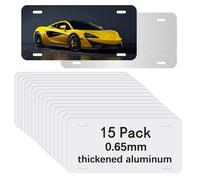 Lot de 15 plaques d'immatriculation vierges par sublimation - En aluminium - Transfert thermique - Design personnalisé pour plaques d'immatriculation vierges
