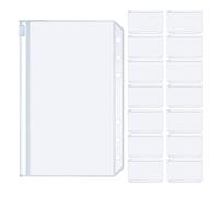 Lot De 15 Pochettes À Reliure A6 Pochettes Classeur Enveloppe Budget Pvc Transparent Avec 6 Trous Avec Fermeture Éclair Résistantes À La Déchirure Pour Classer Documents, Cartes Et Photos