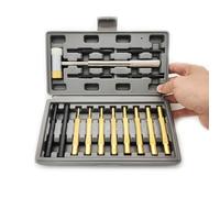 Lot de 15 poinçons à goupilles avec marteau en nylon et laiton, outils dans un étui de rangement pour horlogerie et tâches fines