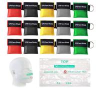Lot de 15 porte-clés pour masque respiratoire, masque de réanimation cardio-pulmonaire, protection respiratoire bouche-à-bouche, insufflateur portable pour adultes et enfants