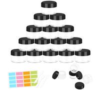 Lot de 15 pots -20ml/20g de Pot Vide Transparent à d'Échantillon,Contenant de Bouteilles de Cosmétiques avec Bouchon à Vis,Set de Voyage,Utilisés pour Baume à Lèvres, Lotion,Crème,Pigments (Noir)