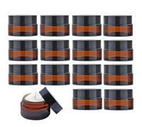 Lot de 15 pots à pommade en verre ambré de 20 ml - Petite boîte avec couvercle - Pour le remplissage de cosmétiques, lotions, crèmes