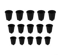 Lot de 15 pots de fleurs à arrosage automatique avec système d'irrigation à réservoir pour une humidité constante du sol dans les espaces de vie intérieurs et l'aménagement paysager extérieur (Noir)