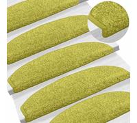 Lot de 15 protections d'escalier autocollantes - Vert - 80 x 24,5 x 3,5 cm | 100 % velours polypropylène, surface antidérapante, insonorisation, lavable, ruban adhésif double face