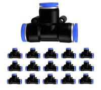 Lot de 15 raccords pneumatiques OD de 6 mm, raccords rapides en T à 3 voies pour tuyau en plastique PE, raccord pneumatique Push in Connect (PE - 6 mm - 15 pièces)