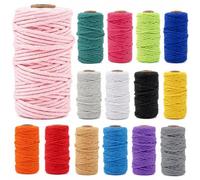 Lot de 15 rouleaux de cordon en macramé coloré, 3 mm x 492 yards, fil de macramé souple 4 torsions, pour travaux manuels, tentures murales, suspensions de plantes, 15 couleurs