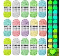 Lot de 15 rouleaux de fil phosphorescent pour crochet, crochet, bricolage, bricolage, artisanat, couture, fournitures de fête phosphorescentes, rouleau de 800 m