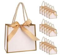 Lot de 15 sacs cadeaux d'anniversaire, petits sacs cadeaux avec rubans, sacs cadeaux, pour anniversaire, fête de mariage, fête nuptiale (blanc, 14 x 6 x 12 cm)