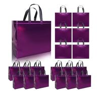 Lot de 15 sacs cadeaux réutilisables élégants avec poignées et base - Parfaits pour anniversaire, mariage, décoration de Pâques - Violet brillant 32 x 11,9 x 27,9 cm