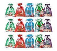 Lot de 15 sacs de Noël étanches à la poussière avec cordon de serrage - Pour chocolat, jouets, bijoux, adultes, anniversaire, festival, mariage