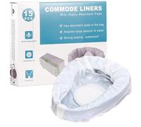 Lot de 15 sacs de toilette portables avec coussinets absorbants jetables et confortables - Pour chaise percée et poêle de lit